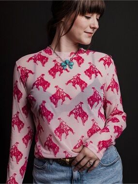 Women’s Pink Graphic Long-Sleeve Top